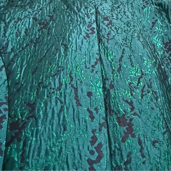 Rene Ruiz Collection Taffeta Jacquard Design Shirt Gown in Teal - 10 - Picture 5 of 10